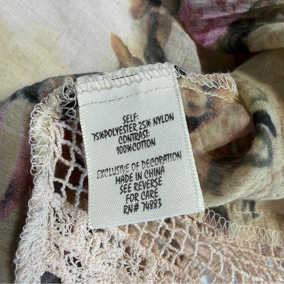 Floral Boho Lace Trim Blouse Top Women’s Medium Fairy Cottage Romantic Summer - Picture 4 of 8